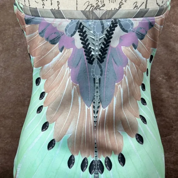 Peacock Inspired Multi Color Hale Bob Strapless Dress Green/Multi L - Image 11