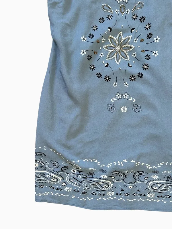 Wild Fable Blue Bandana Paisley Mini Shift Dress Size XS Country Coastal - Image 12