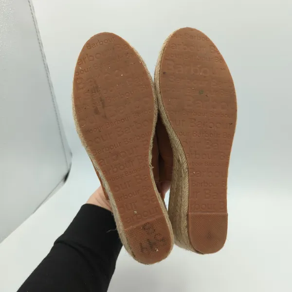 Barbour Nadia Women's Brown Suede Espadrille Wedge‎ Slingback Sandals US 8 UK 6 - Image 8