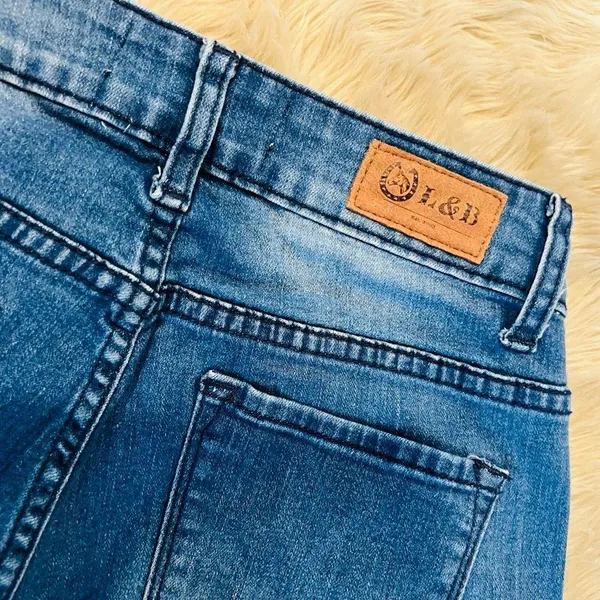 Lucky Blessed Jeans Leopard Print Mid Rise Straight Blue Women Size 6 #4 - Image 2