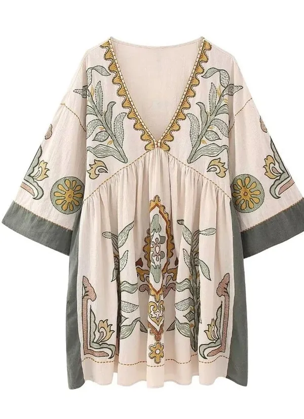 Embroidered Babydoll Dress - Image 3