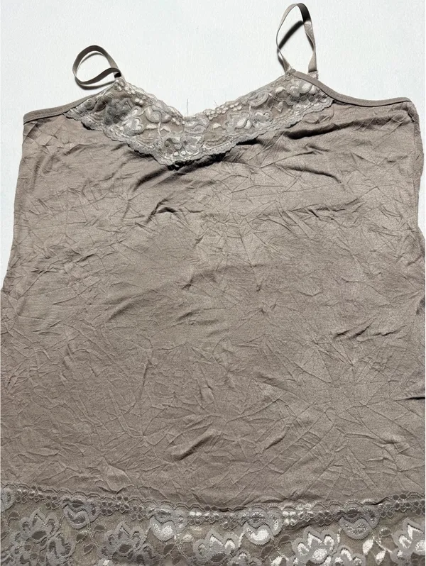 Brown Lace Trim Camisole Tank Top - Image 6