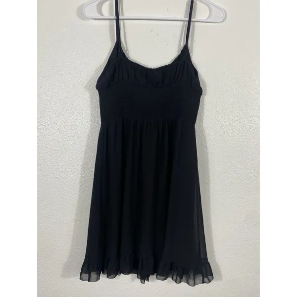 Aritzia Wilfred Black Smocked Mini Dress with Ruffle Hem Size M - Image 6