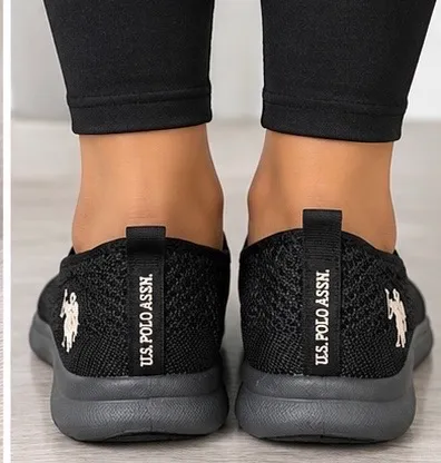 U.S. Polo Assn. Black Knit Slip-On Sneakers - Image 3