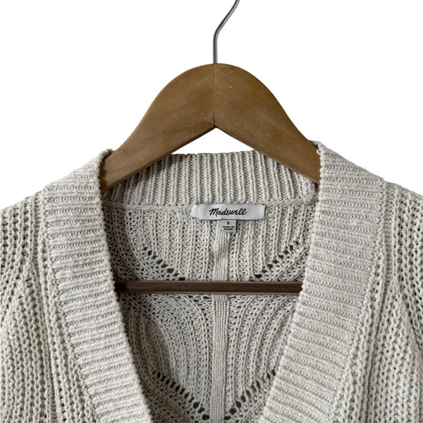 MADEWELL Hill View Cotton Button Down Cable Knit Cardigan Sweater - Image 5