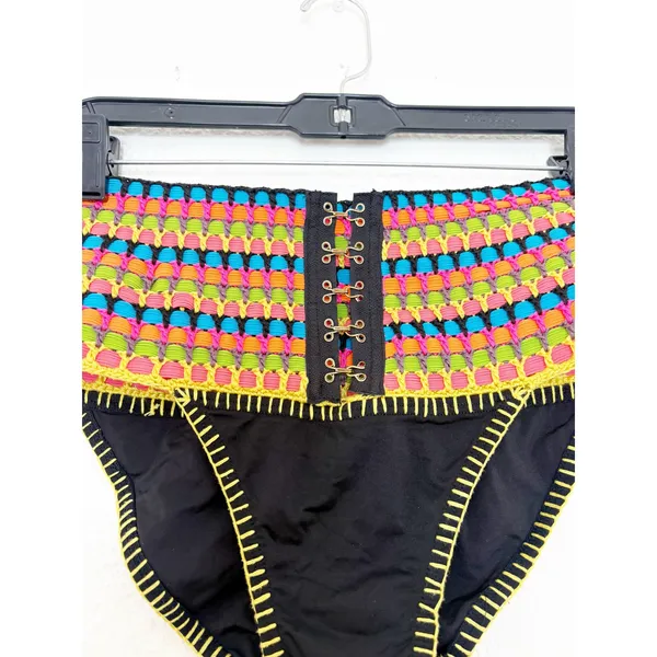 Beach Bunny Kira High Waist Bikini Bottom Multicolor Crochet Festival Boho Large - Image 7