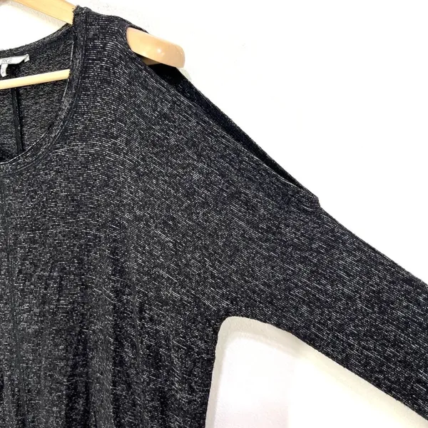 Buckle lounge Cold Shoulder Top Womens MD Shirts Blouses Heather Black Jersey Knit - Image 3