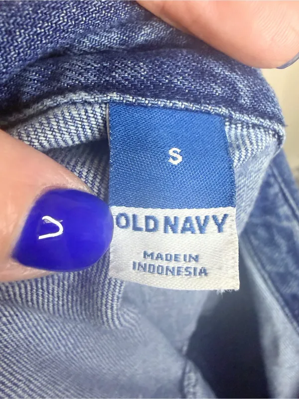 Old Navy Coveralls Womens Small Denim Jumpsuit Boilersuit Utility Workwear Blue - Image 13