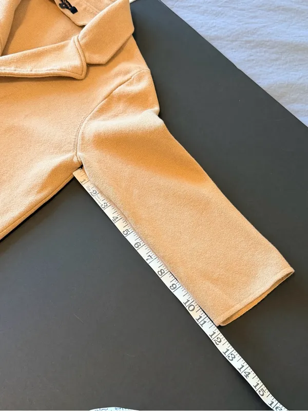 Quince Organic Cotton Blazer Open Front, Pockets , tan, neutral minimalist sz L - Image 8