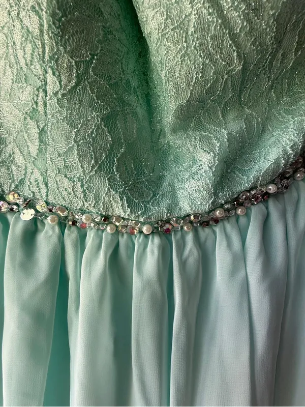 Speechless One-Shoulder Mint Lace & Chiffon Gown - Image 5