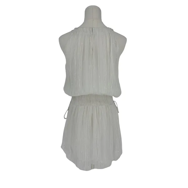 Ramy Brook NWT Lydia White Gold Lurex Smocked Mini‎ Dress XS - Image 8