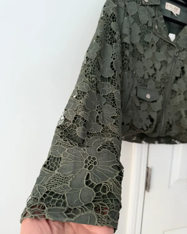 Anthropologie Dolan Lace Moto Jacket, Size M - Image 5