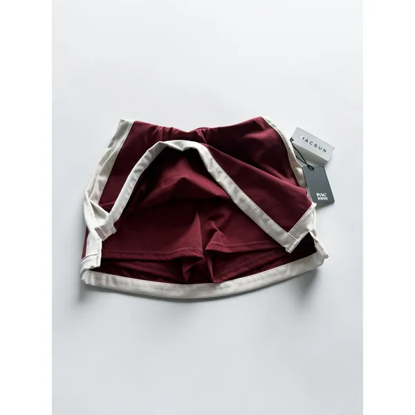 PacSun PAC 1980 Women Burgundy Red Athletic Skort White Trim Small NWT - Image 3