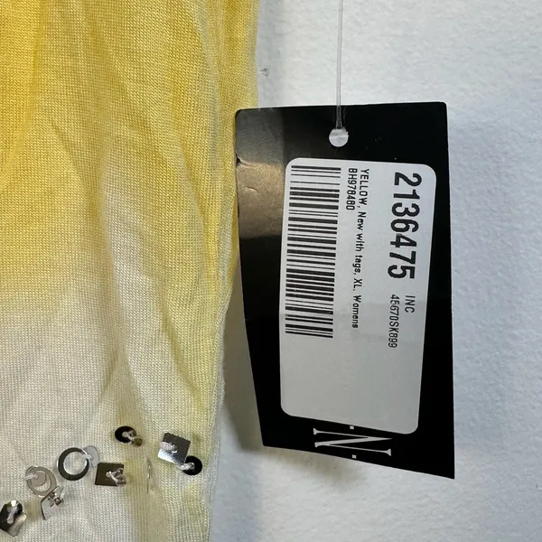 INC International Concepts Womens XL Yellow Tie Dye Sequin Stud Top - Image 7