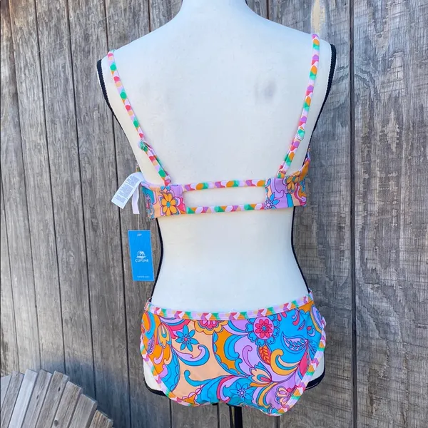 Cupshe 70’s Paisley Floral Print Two Piece Reversible Swim Bikini Set Size L - Image 4