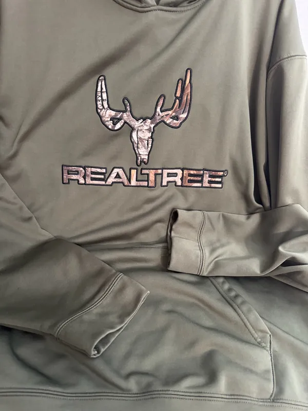 Buckhorn River Realtree Olive Green Men's Pullover Hoodie with Logo - Image 2