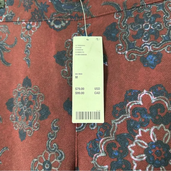 Urban Outfitters Women’s Burgundy Patterned Pull On Pants Size M NWT - Image 4