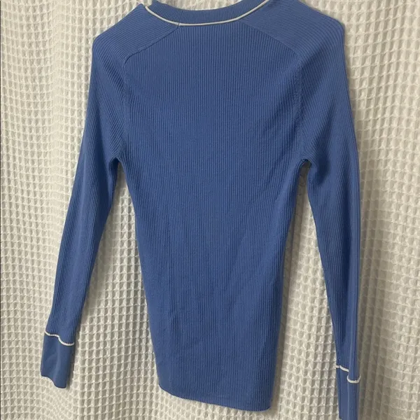 Veronica Beard Kinnie Pullover Ribbed Sweater 100% Merino Wool Small Blue Cozy - Image 7
