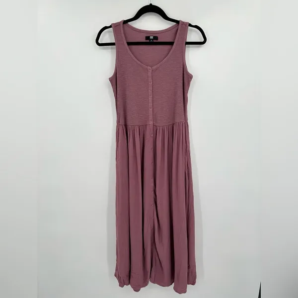 FRYE | Easy Button Down Midi Dress In Dusty Mauve Size Extra Small - Image 2