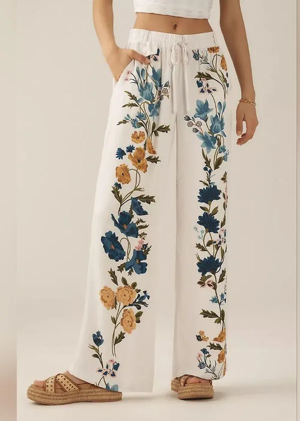 NWT By Anthropologie Printed Pull-On Pants Color: Neutral Pattern Size Small - Image 3
