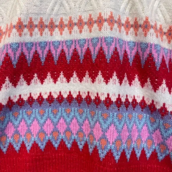 NWT ST. JOHN'S BAY Sweater Women’s XL Multicolor Fair‎ Isle Cable Knit Pullover - Image 15