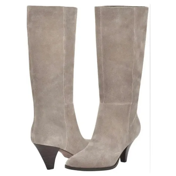 Nine West Ceynote Grey Suede Knee High Cone Heel‎ Pointed Toe Boots Womens 8M - Image 2