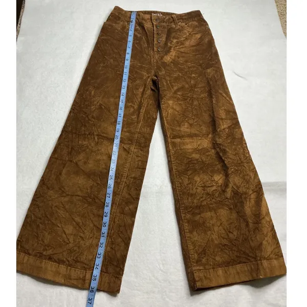 Time and Tru Womens Brown High Rise Wide Leg Corduroy Pants Size 2 Button Fly - Image 6