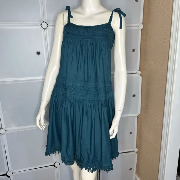 Anthropologie Floreat Senna Fringe Teal Dress Size Small - Image 3
