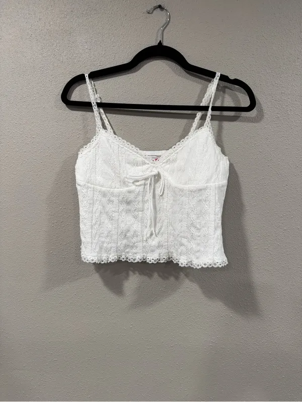Edikted White Lace Corset Tank Top - Image 2