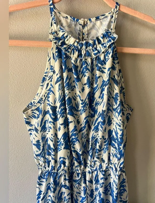 Blue Allover Print Halter Neck Romper Size Small/4 - Image 10
