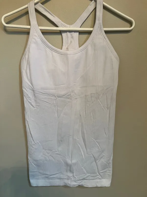 LuLu Lemon Ebb and Flow White Ribbed Yoga Top - Image 3