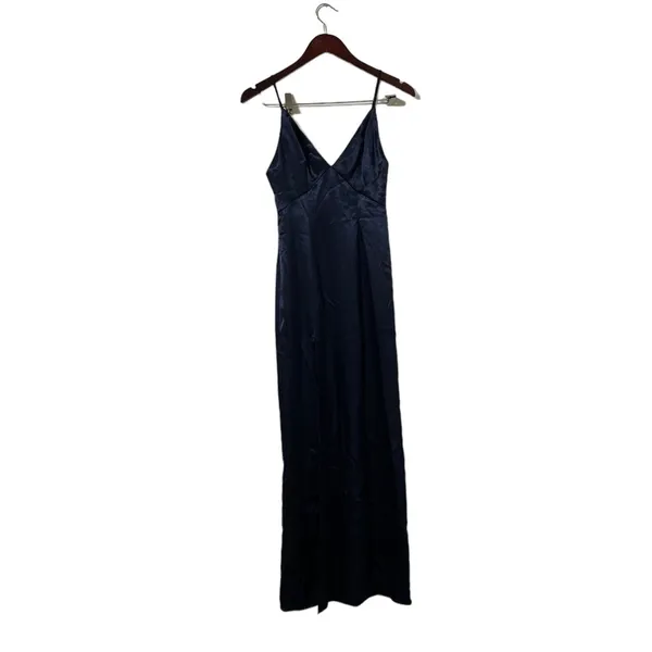REVOLVE Privacy Please Navy Satin Slit Maxi Formal Dress - Image 9