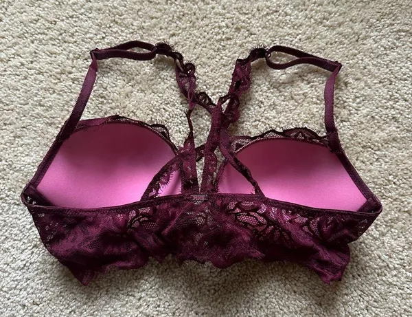 Victoria Secrets Pink WEAR EVERYWHERE PUSH-UP BRA in Maroon Lace - Image 3