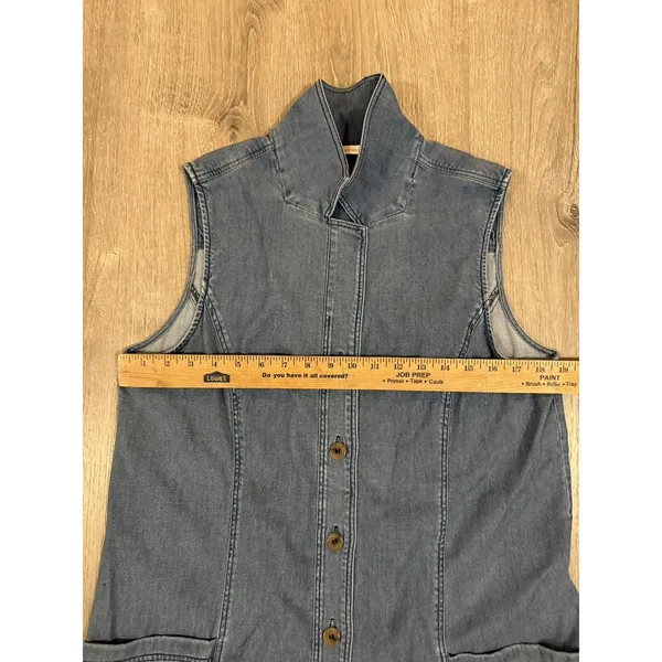Soft Surroundings Dress Womens M Medium Denim High Point Sleeveless Button Up - Image 5