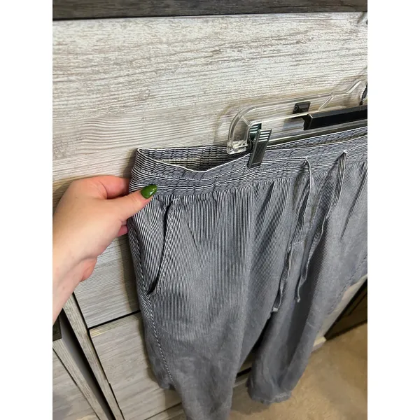 Gap Easy Pant Blue White Striped Elastic Waist Drawstring Trousers XL - Image 3