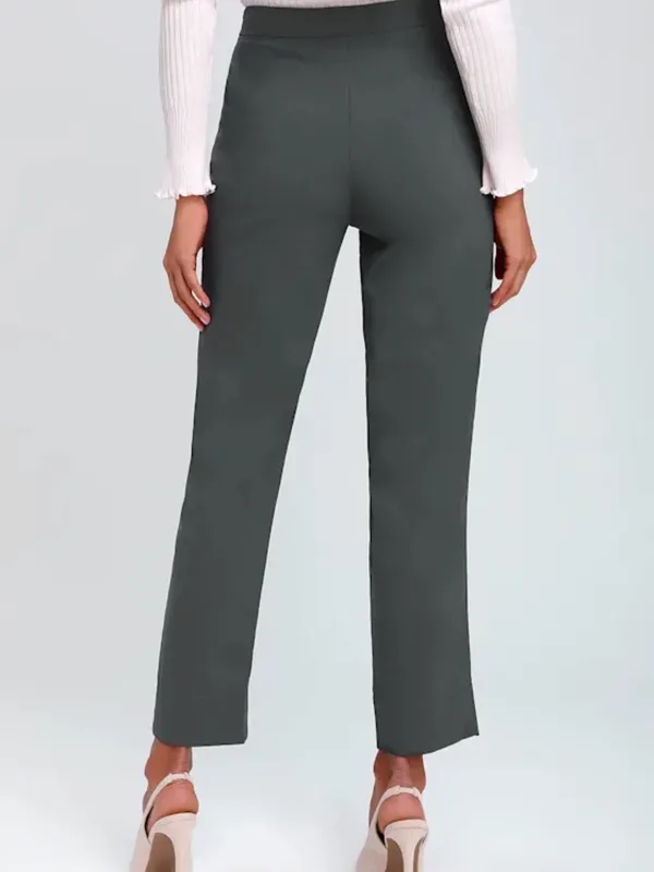LULUS Women’s Aisha Charcoal Grey Trouser High Waist Dress Pants Trousers Size S - Image 2