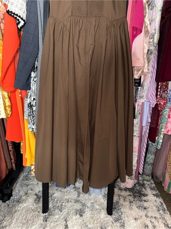 Moon River Two Tone Drop Waist Peekaboo Midi Dress Brown White Women’s Large - Image 8