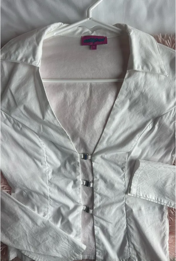 Edikted Top White Long Sleeve - Image 4