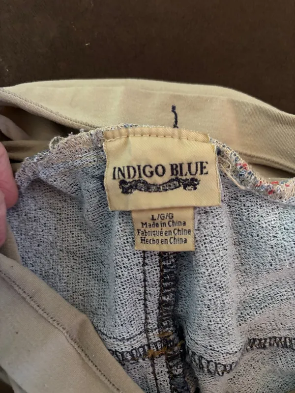 Indigo Blue High-Waist Beige Panel Maternity Jeggings - Blue Denim - Image 2