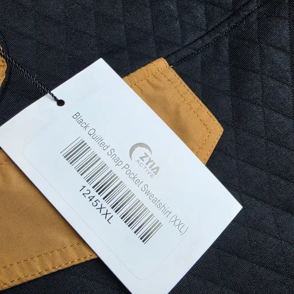 Zyia NWT Active Black‎ Quilted Snap Pocket Sweatshirt Mock Neck Pullover XXL - Image 5