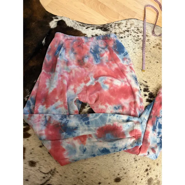 Aviator Nation Light Weight Hand Dyed Sweatpants Tie Dye Red Size Extra Small - Image 5