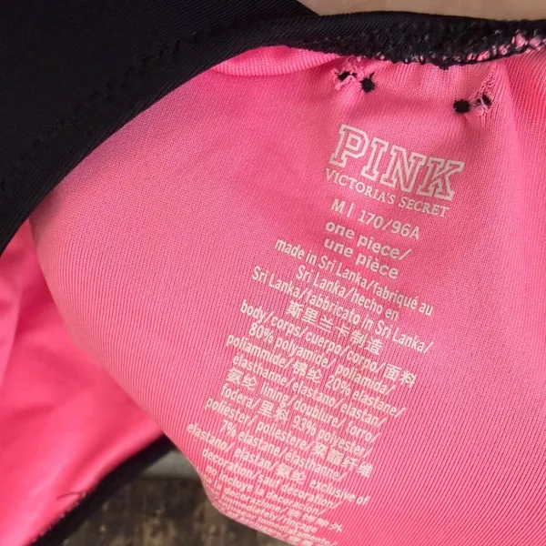 Pink Victoria's Secret One Piece Black Swimsuit Size Medium Cut Out Sides - Image 5
