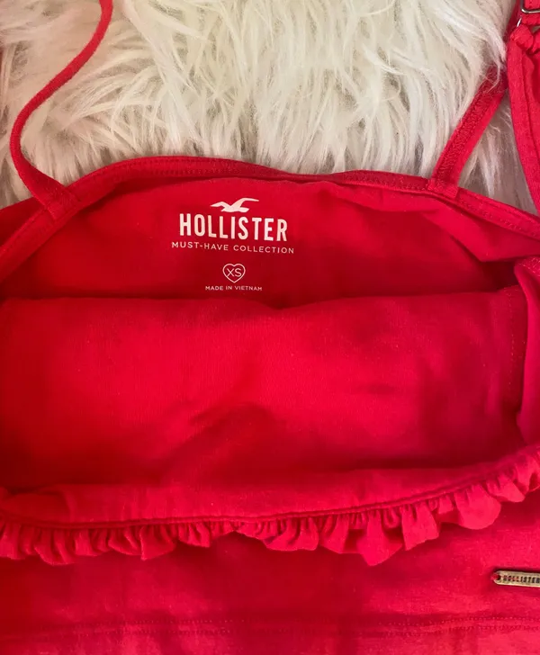 Hollister Red Cropped Tank-Top - Image 3