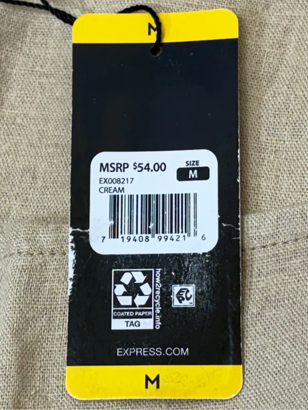 Express Summer-Blend Linen Square Neck‎ Tank Cream Size Medium NWT - Image 10