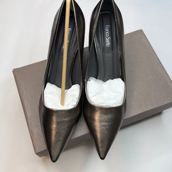 Franco Sarto Giovanna Pump- Pewter Metallic Faux Leather- Size 8.5M - Image 5