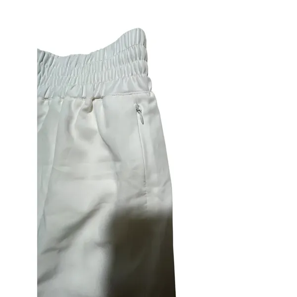 Pinspark Womens White High Waisted Running Shorts Smocked Waist Zipper Pockets M - Image 4