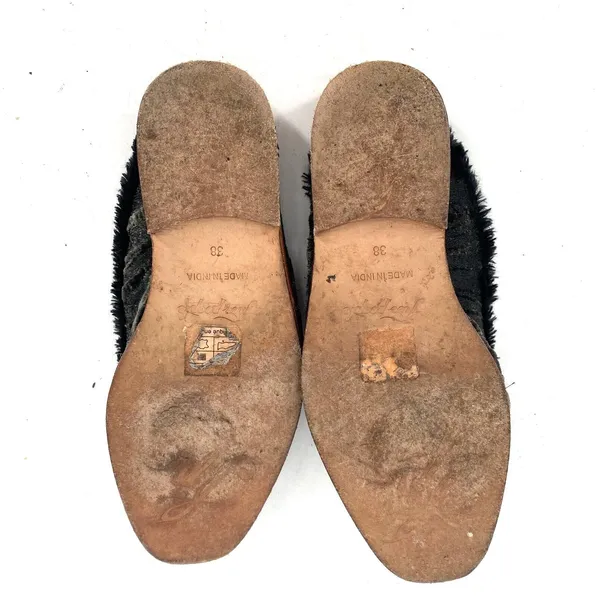 Free People Butterfly Effect Faux Fur Crushed Velvet Mules Green Sz EU 38 US 7.5 - Image 5