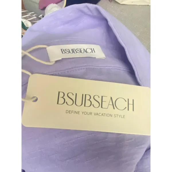 Bsubseach Button Down Violet Shirt Beach Cover Up Size S Purple - Image 7