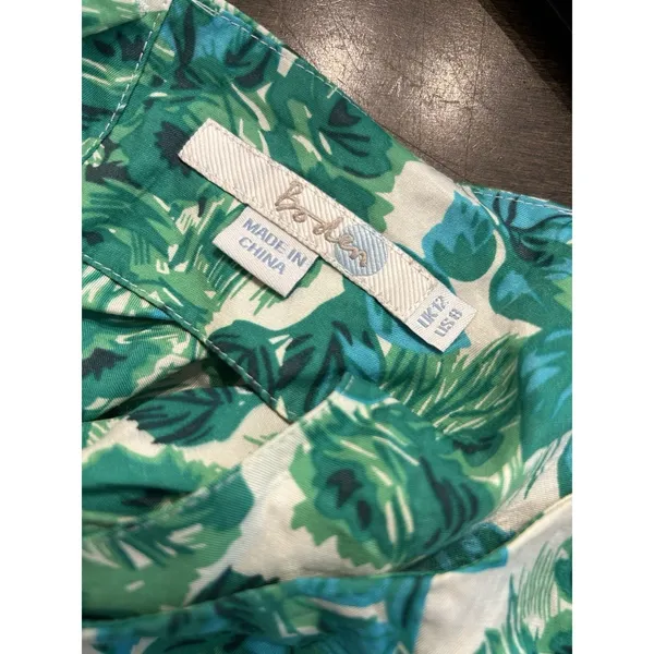 Boden Tank Size 8 Sleeveless Top Green Floral Silk Blend Button Back Preppy - Image 5