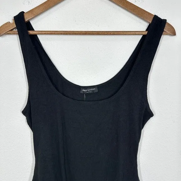 Naked Wardrobe Black Ribbed Scoop Neck Sleeveless Tank Thong Bodysuit XL‎ NWT - Image 2